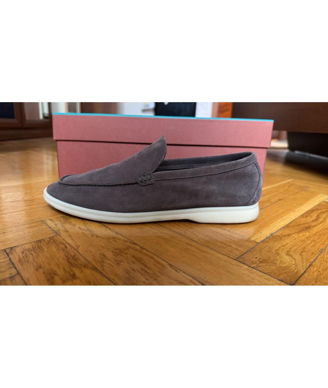 LORO PIANA Серые замшевые лоферы, фото 7