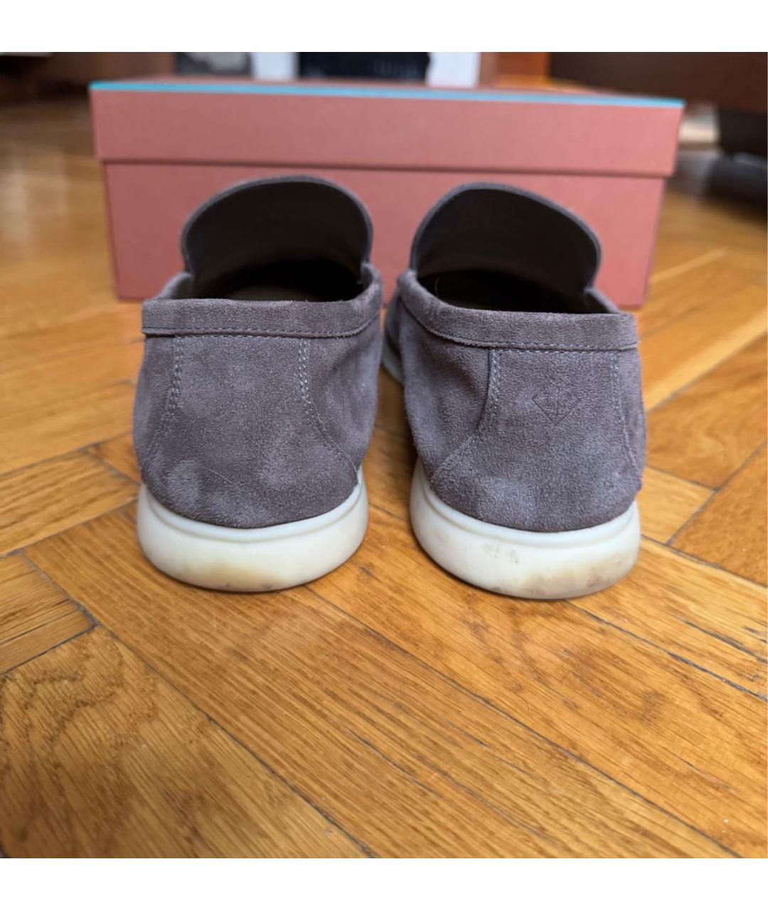 LORO PIANA Серые замшевые лоферы, фото 4