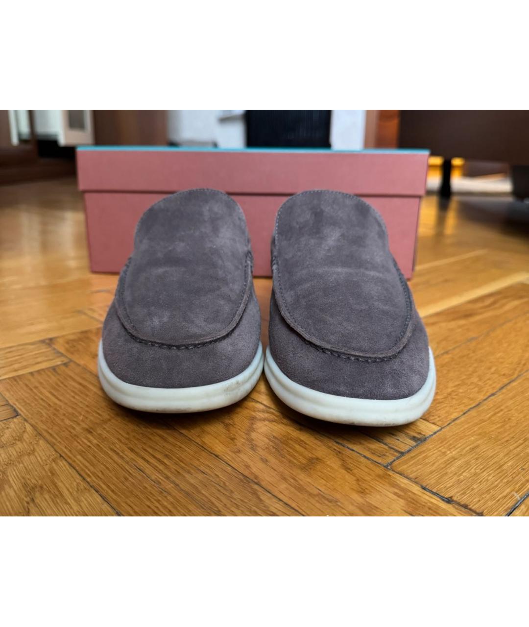 LORO PIANA Серые замшевые лоферы, фото 2