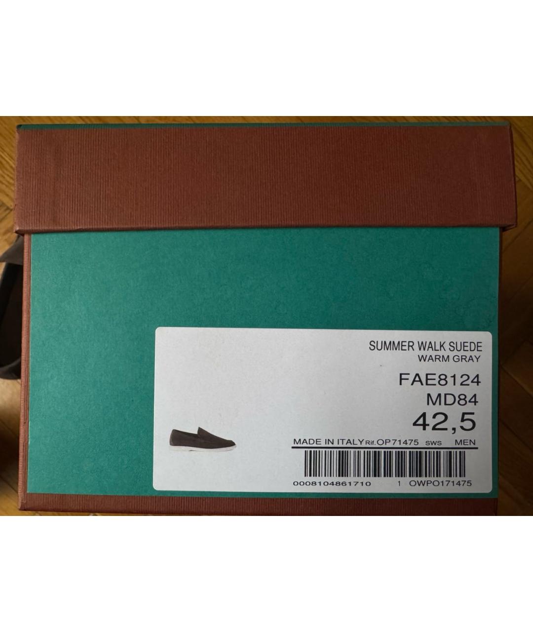 LORO PIANA Серые замшевые лоферы, фото 6