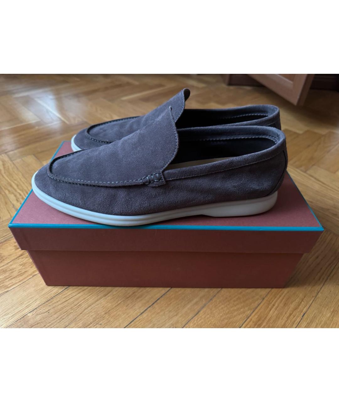 LORO PIANA Серые замшевые лоферы, фото 5