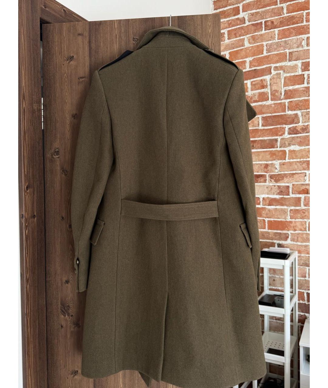 BALMAIN Хаки шерстяное пальто, фото 2