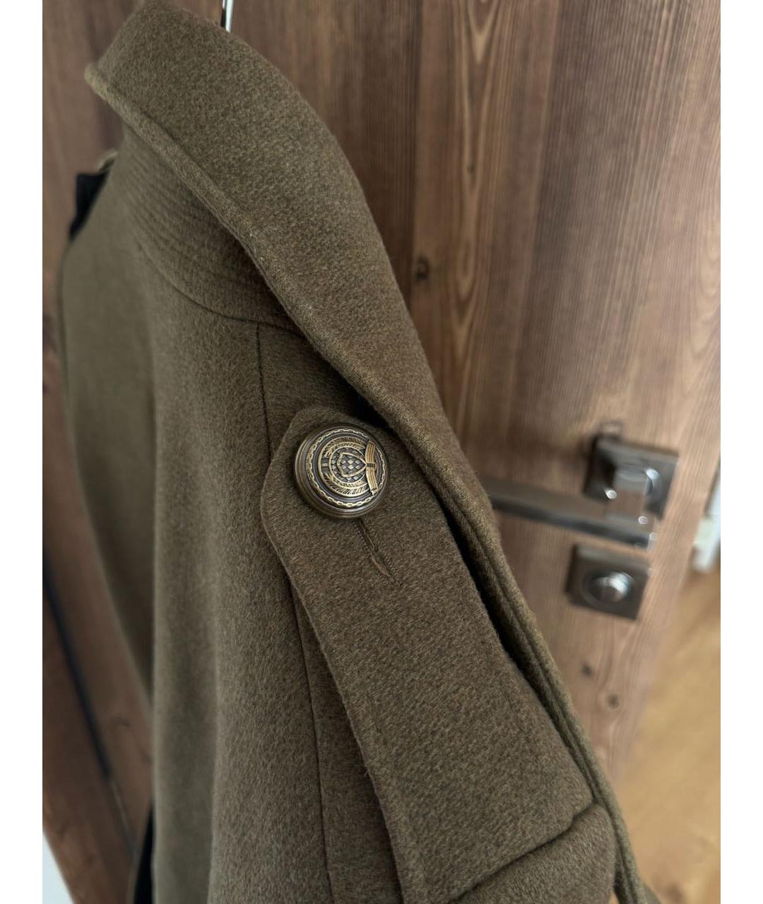 BALMAIN Хаки шерстяное пальто, фото 4