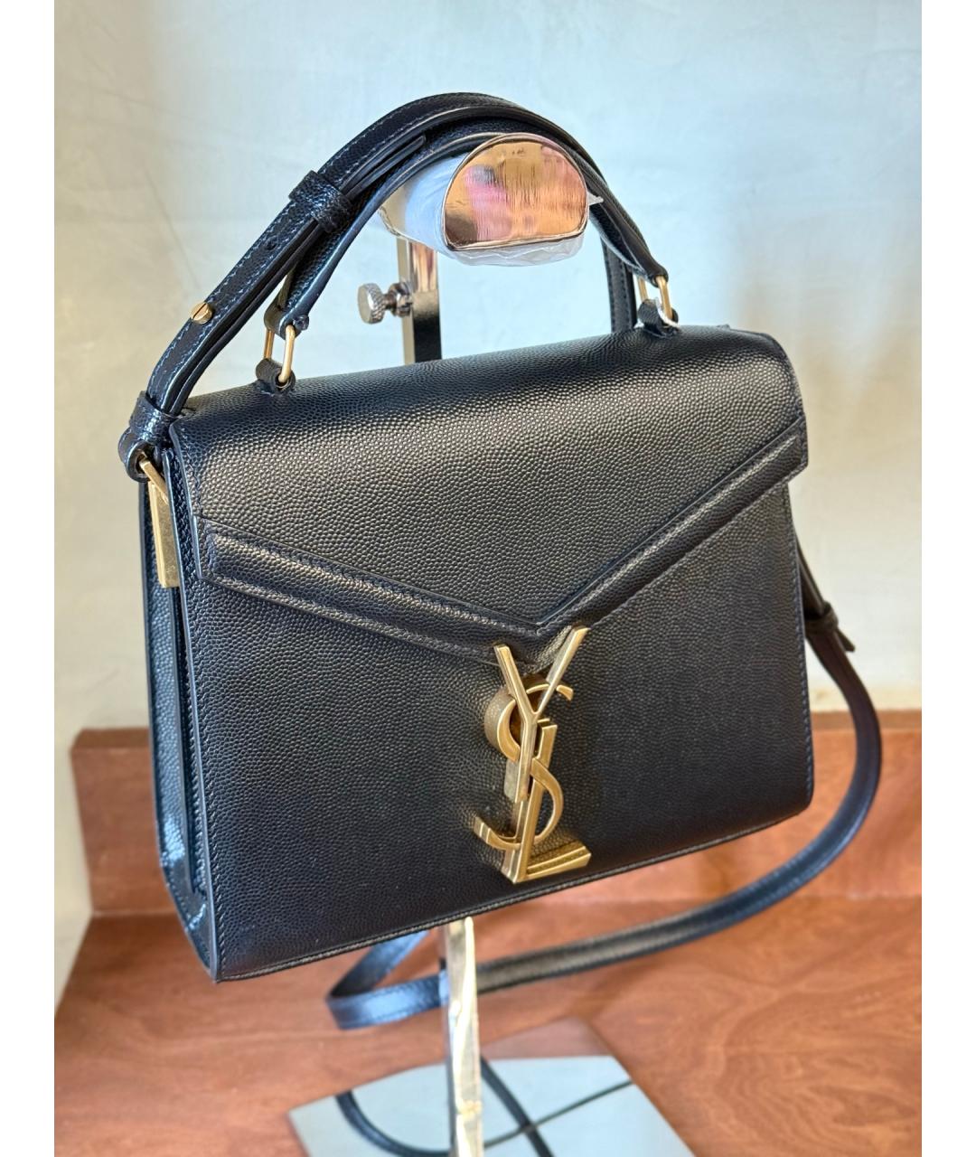 SAINT LAURENT Черная кожаная сумка через плечо, фото 3