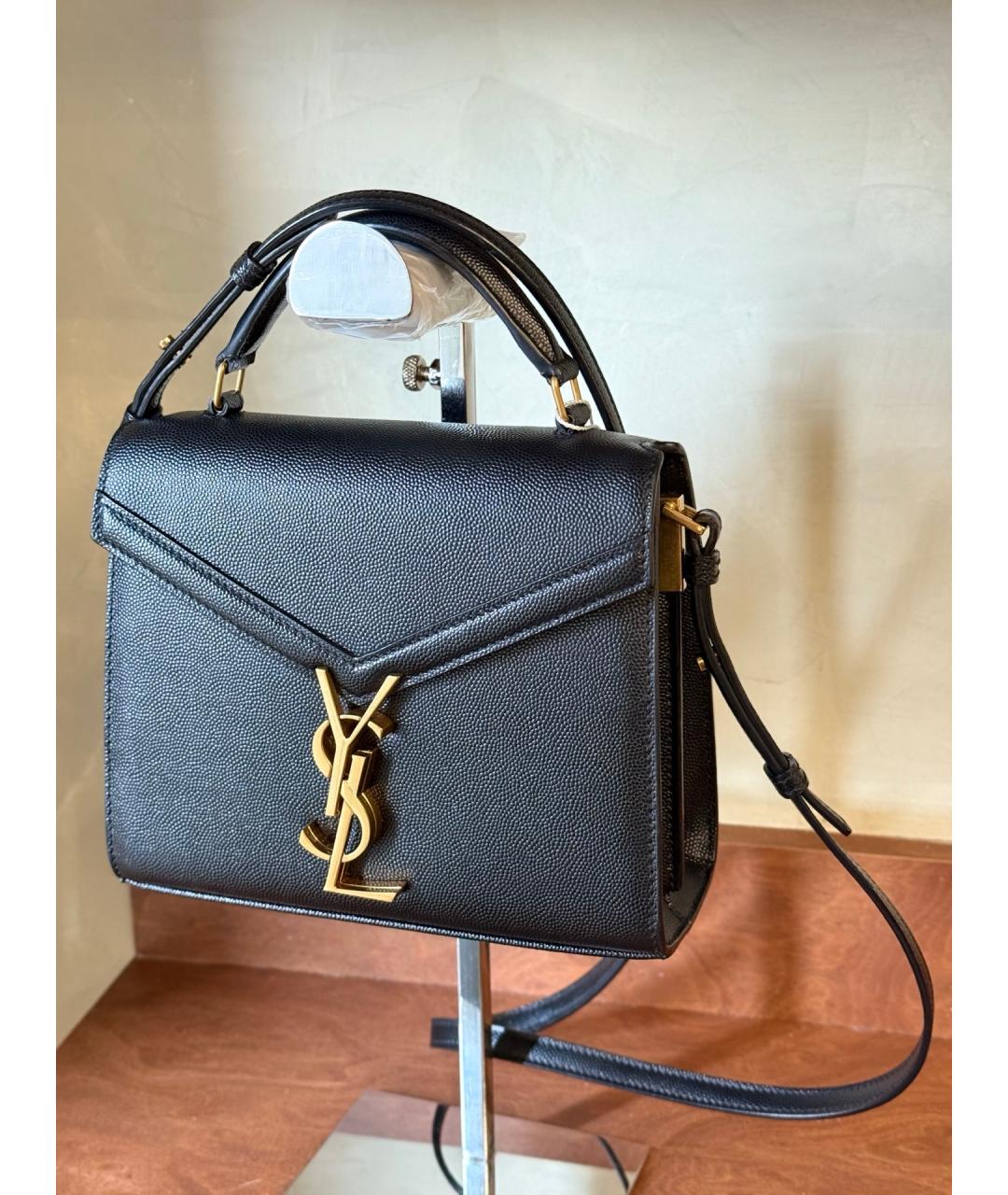 SAINT LAURENT Черная кожаная сумка через плечо, фото 2