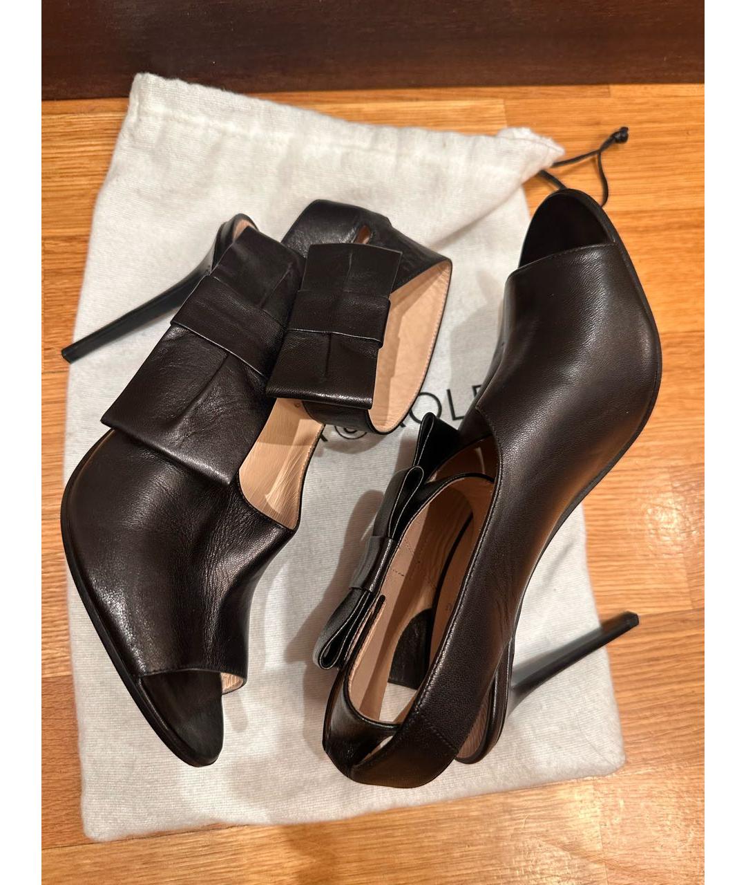 VICTOR AND ROLF Черные кожаные босоножки, фото 7