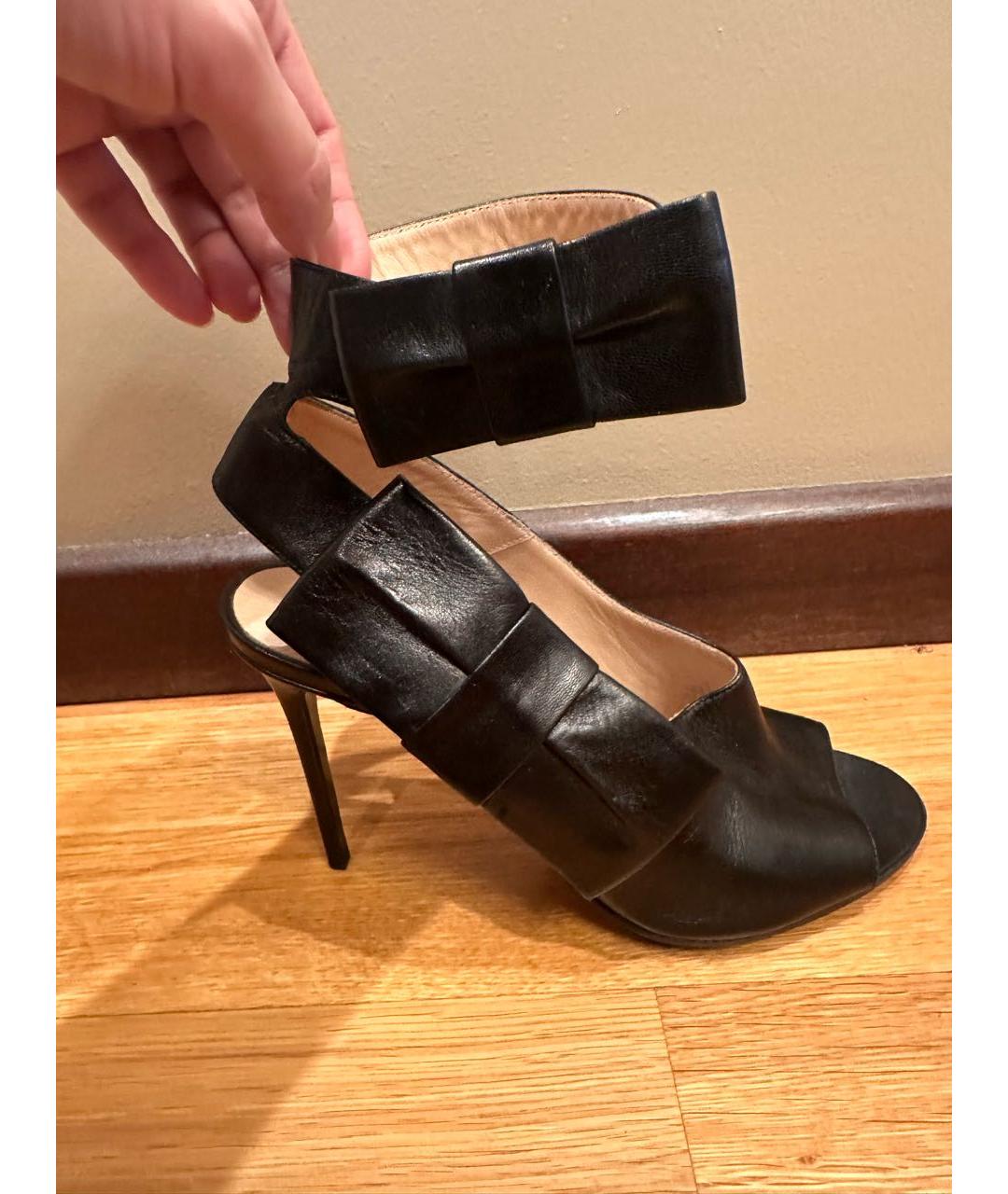 VICTOR AND ROLF Черные кожаные босоножки, фото 2