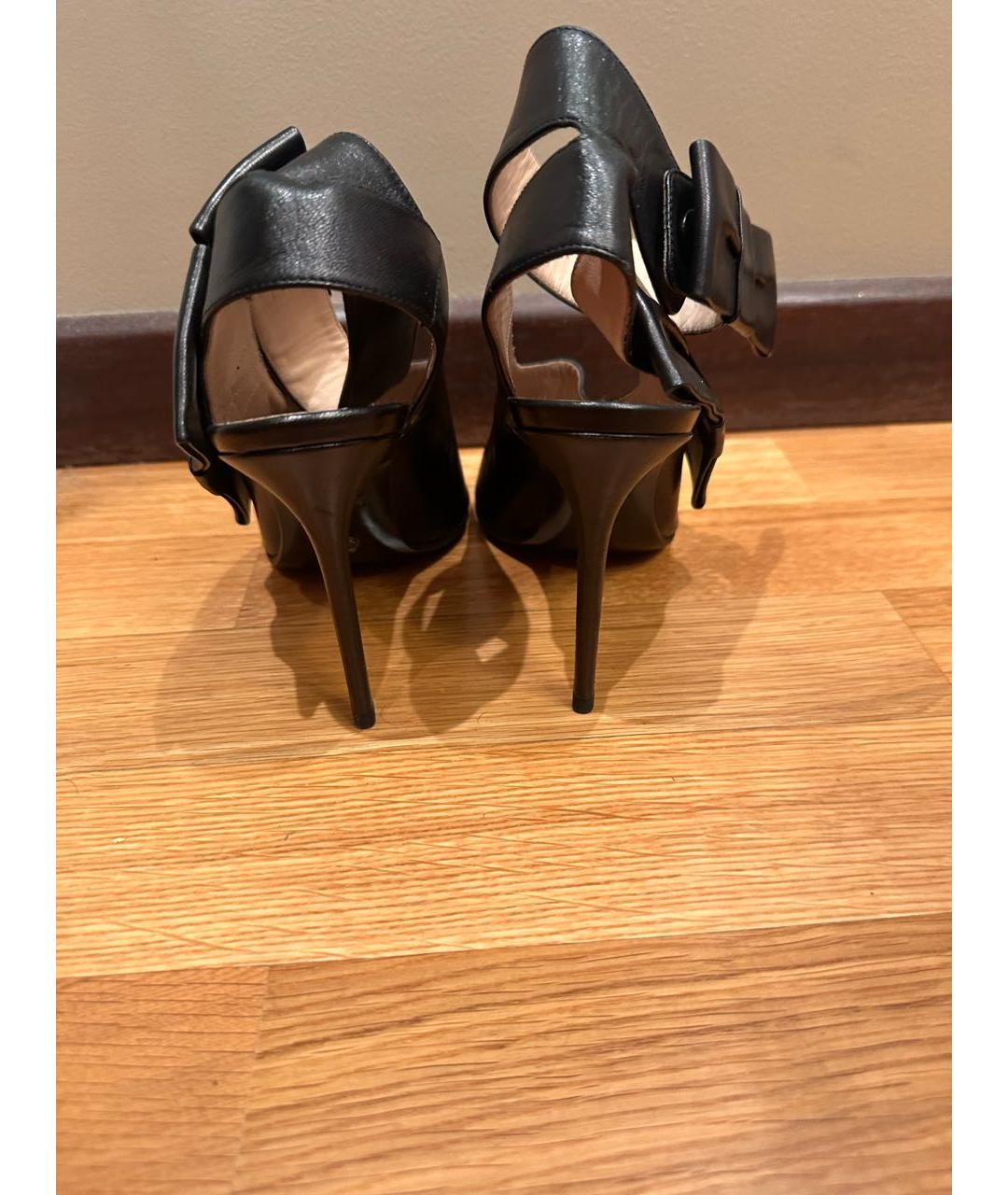 VICTOR AND ROLF Черные кожаные босоножки, фото 5