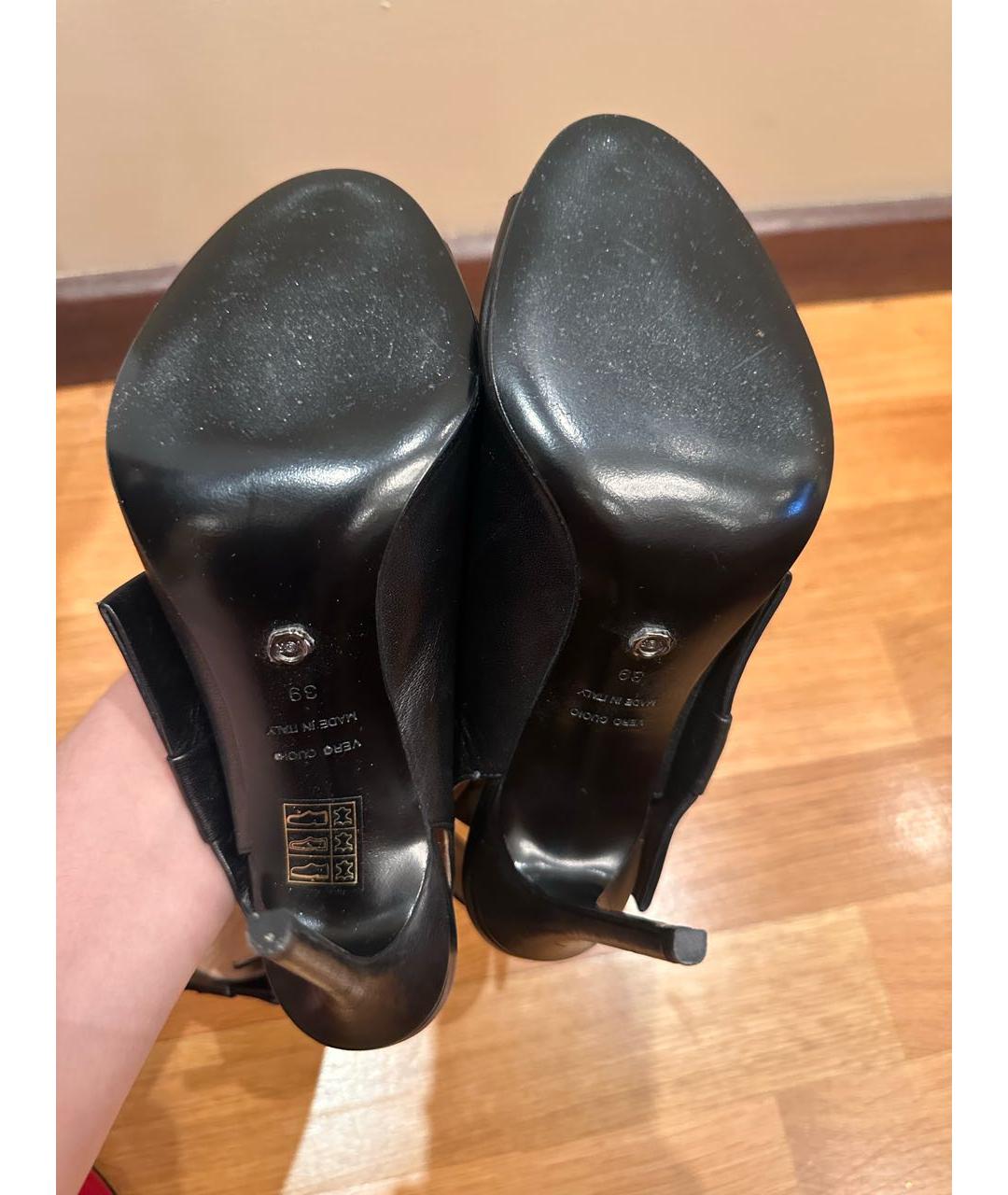 VICTOR AND ROLF Черные кожаные босоножки, фото 6