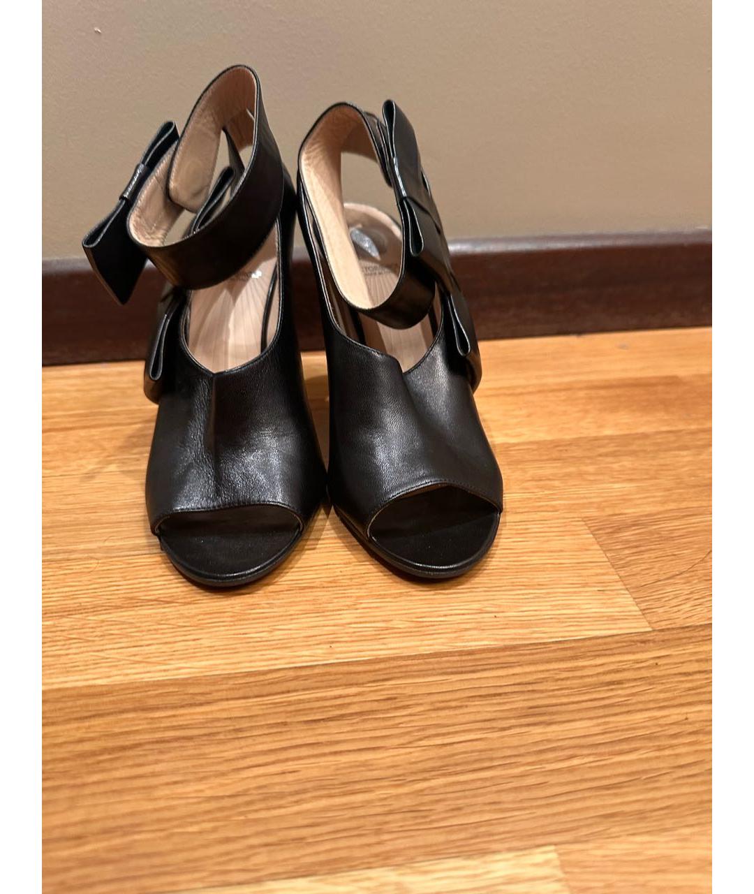 VICTOR AND ROLF Черные кожаные босоножки, фото 3