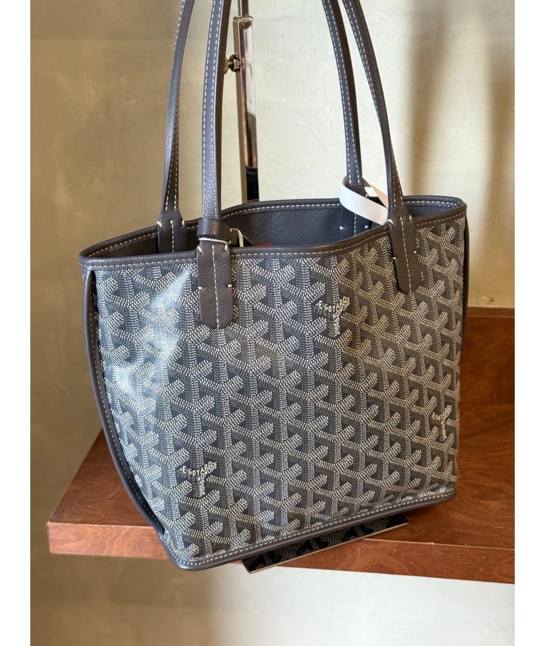 GOYARD Серая кожаная сумка через плечо, фото 3