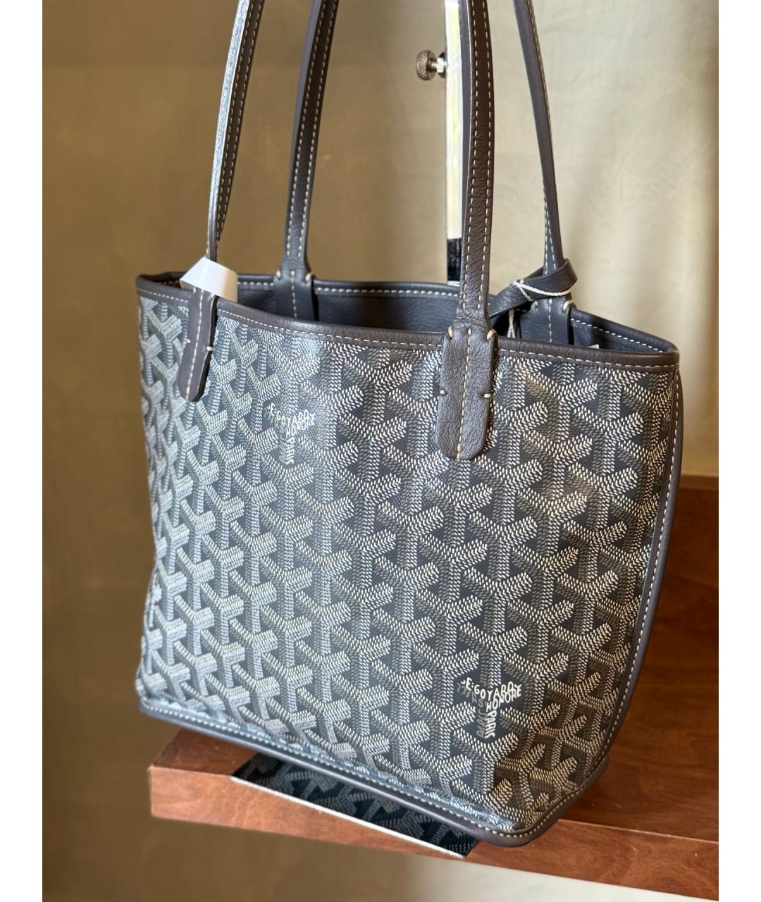 GOYARD Серая кожаная сумка через плечо, фото 6