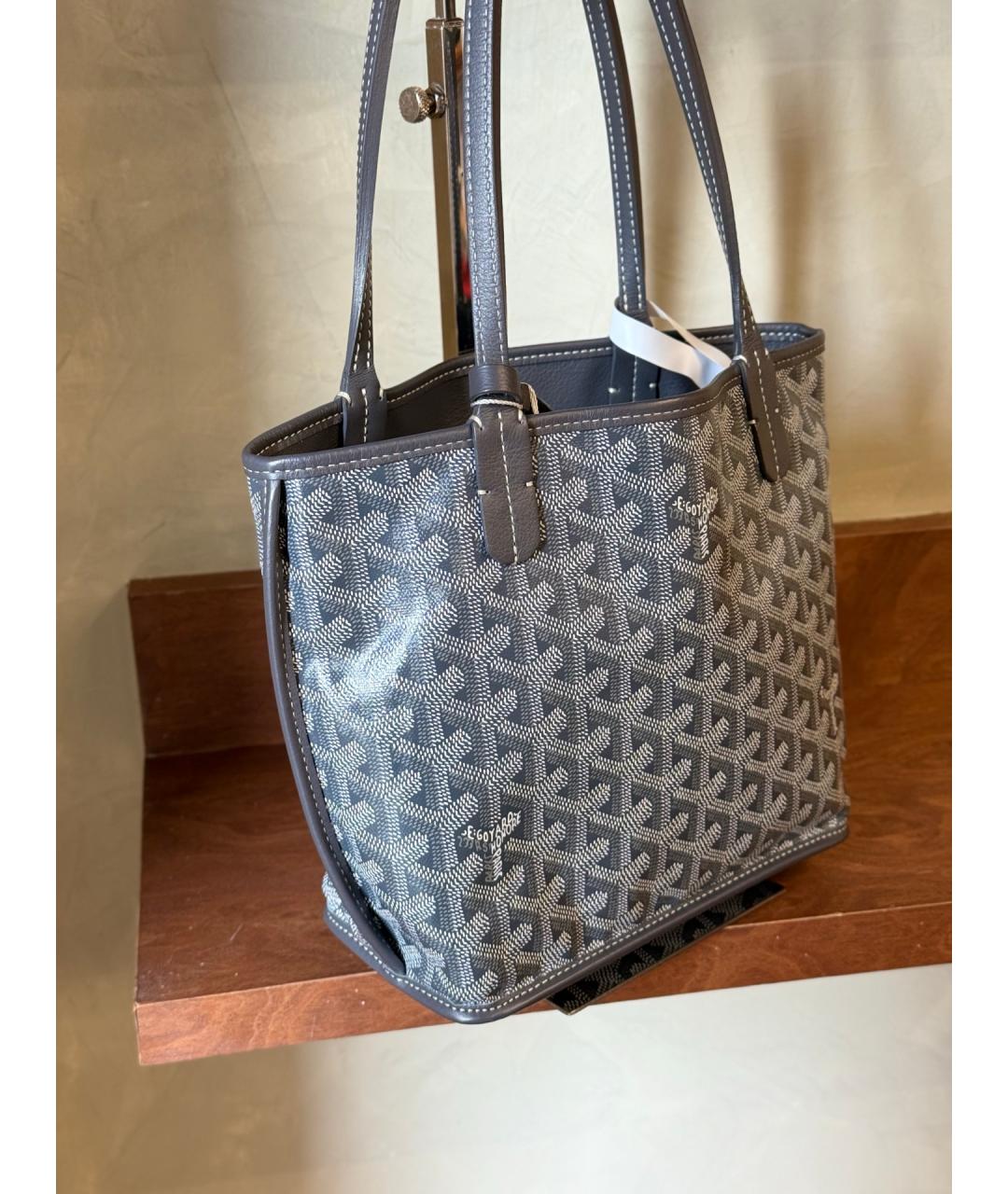 GOYARD Серая кожаная сумка через плечо, фото 4