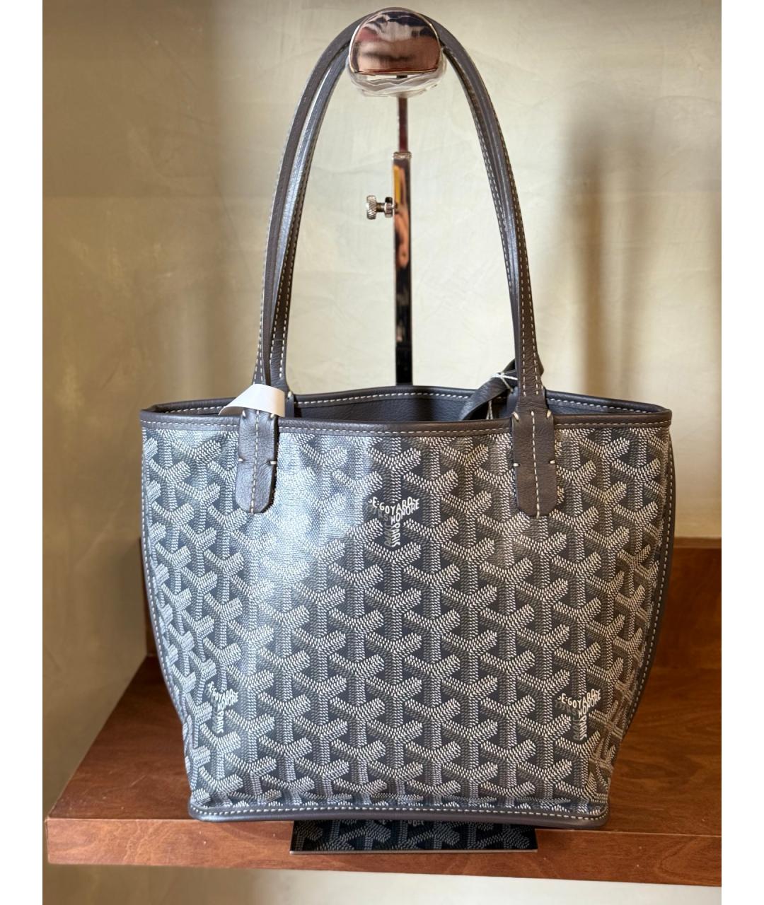 GOYARD Серая кожаная сумка через плечо, фото 5