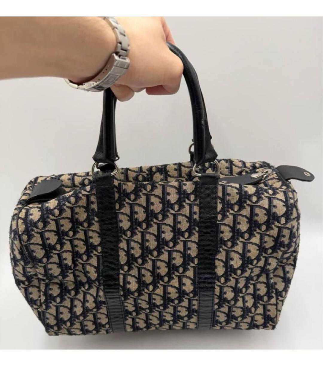 CHRISTIAN DIOR Темно-синяя жаккардовая сумка через плечо, фото 6