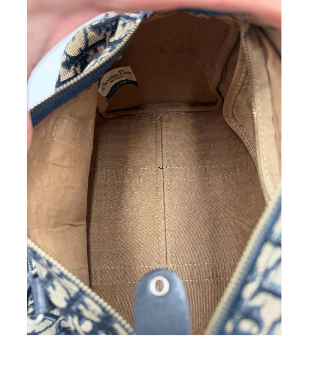 CHRISTIAN DIOR Темно-синяя жаккардовая сумка через плечо, фото 8