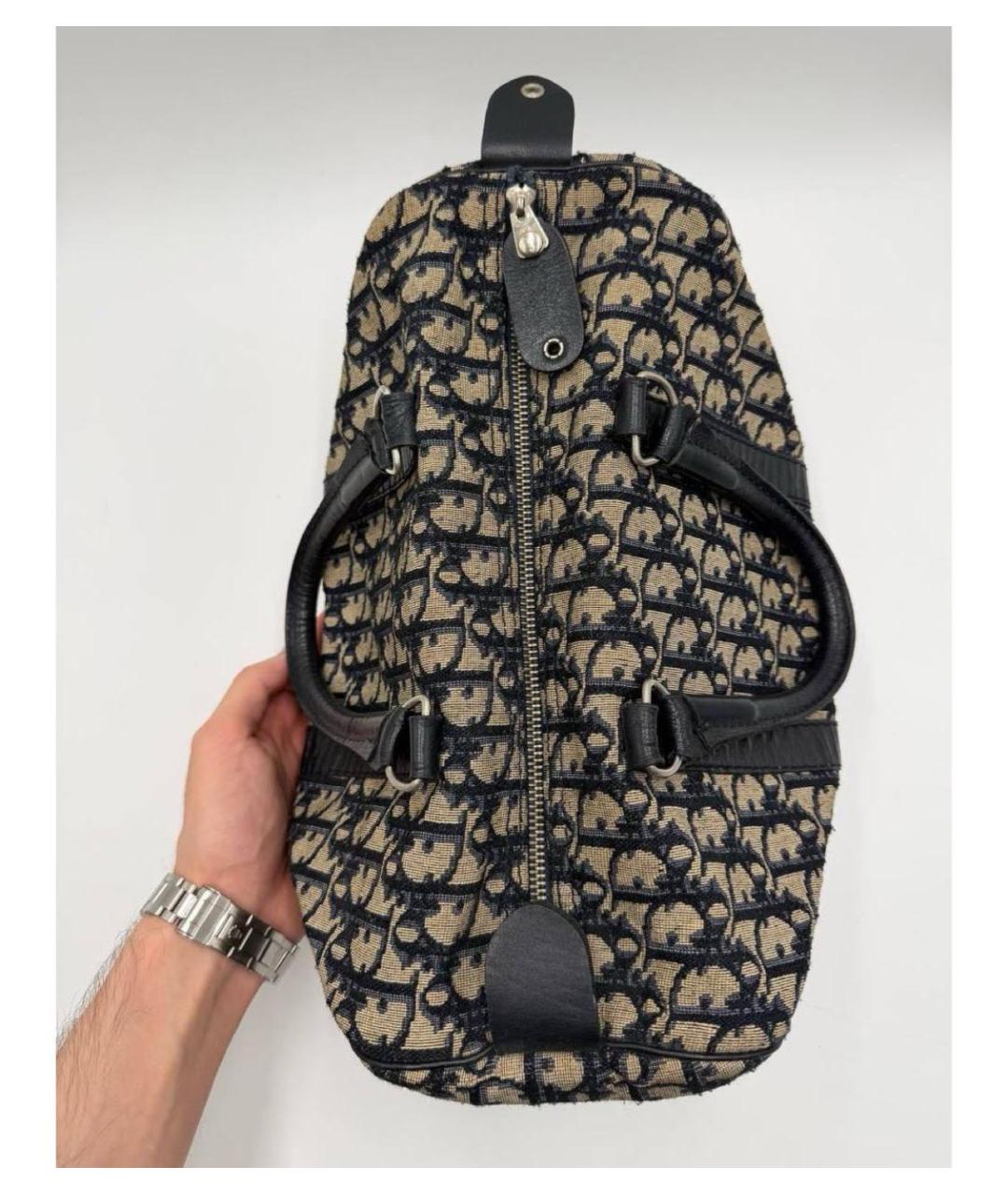 CHRISTIAN DIOR Темно-синяя жаккардовая сумка через плечо, фото 5