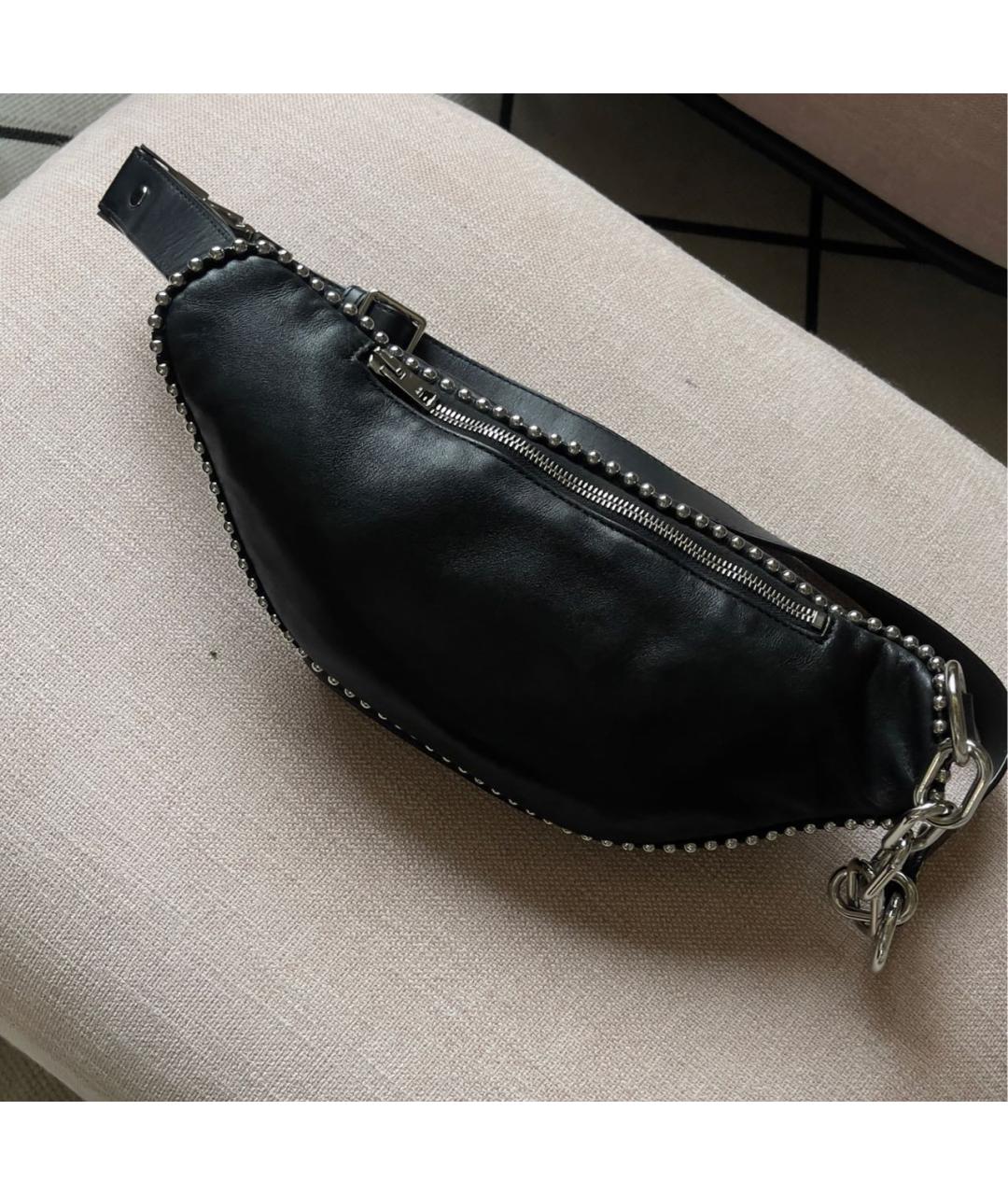 ALEXANDER WANG Черная кожаная поясная сумка, фото 3