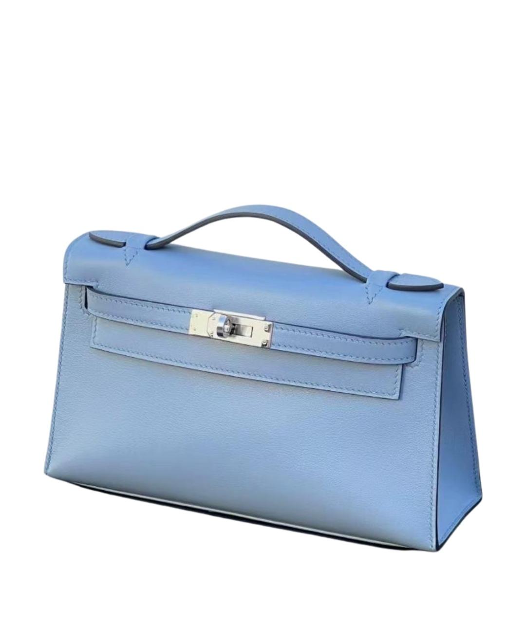 HERMES Голубая кожаная сумка тоут, фото 1