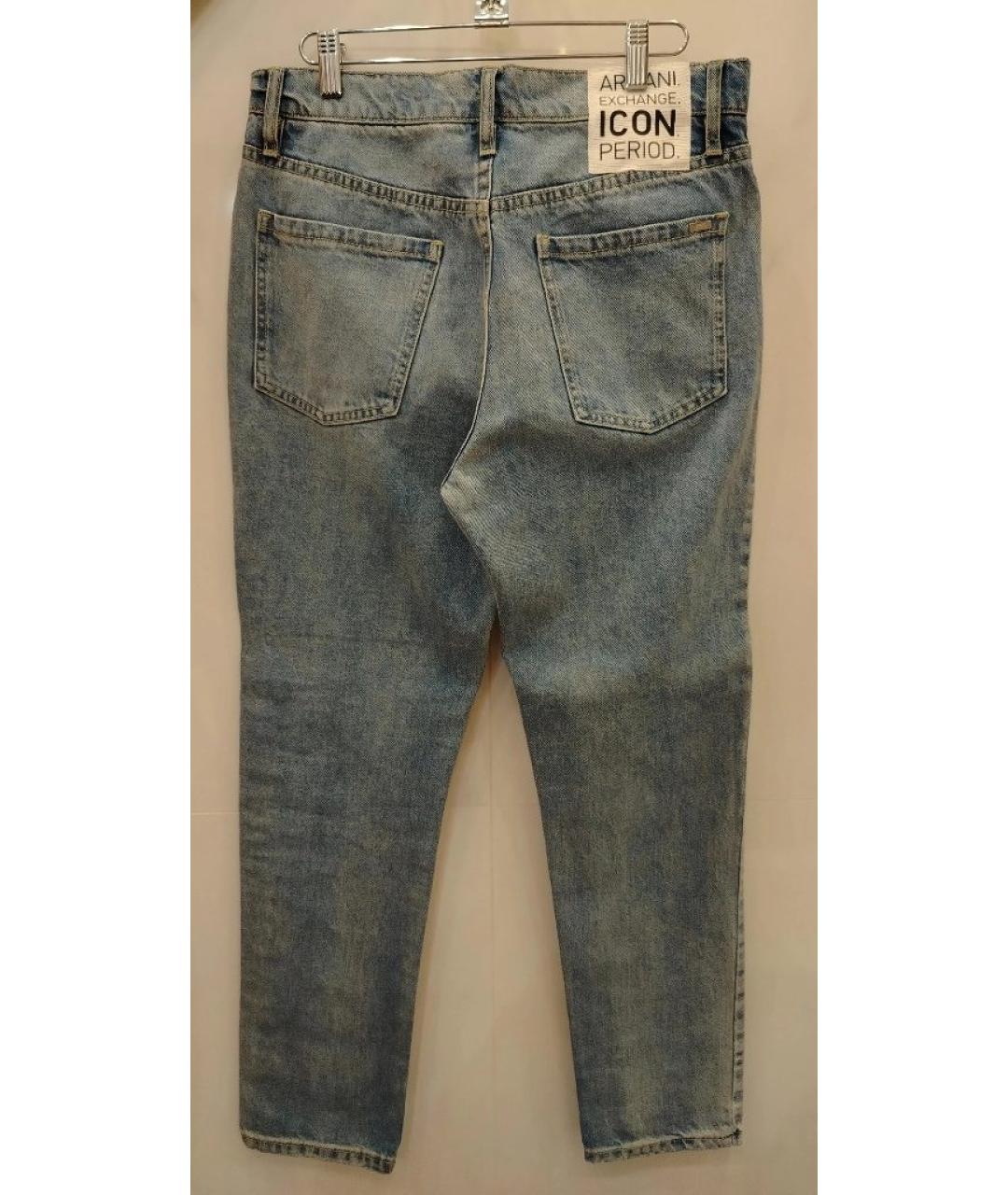 ARMANI EXCHANGE Голубые хлопковые прямые джинсы, фото 2