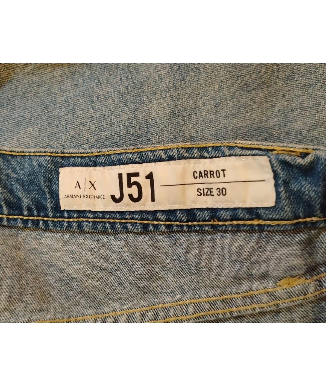 ARMANI EXCHANGE Голубые хлопковые прямые джинсы, фото 3