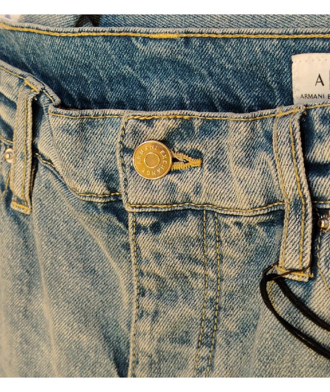 ARMANI EXCHANGE Голубые хлопковые прямые джинсы, фото 5