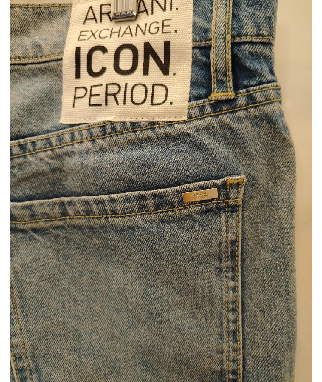 ARMANI EXCHANGE Голубые хлопковые прямые джинсы, фото 4