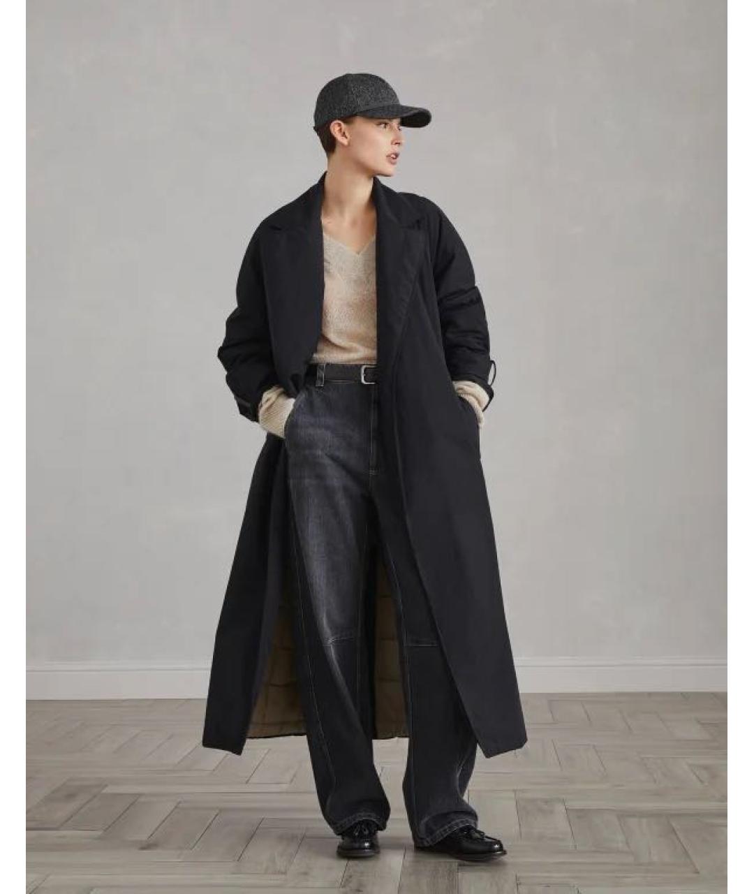 BRUNELLO CUCINELLI Черный полиамидовый тренч/плащ, фото 8