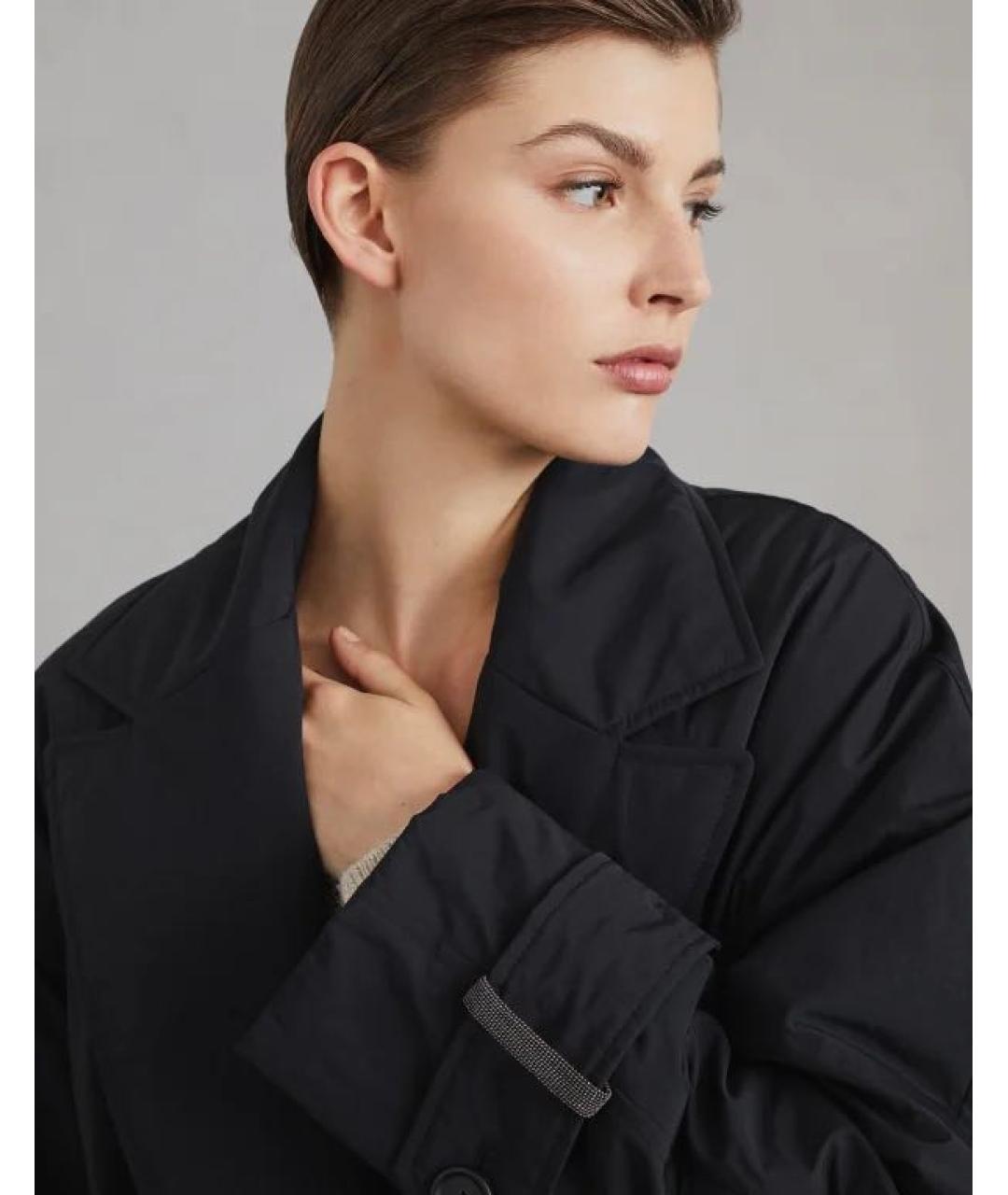 BRUNELLO CUCINELLI Черный полиамидовый тренч/плащ, фото 6