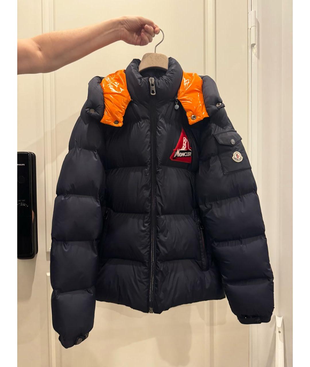 MONCLER Темно-синяя полиамидовая куртка, фото 8