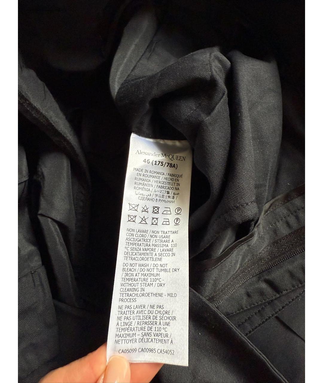 ALEXANDER MCQUEEN Черные хлопковые повседневные брюки, фото 4