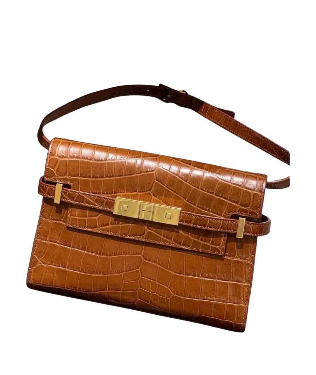 SAINT LAURENT Коричневая кожаная сумка через плечо, фото 1