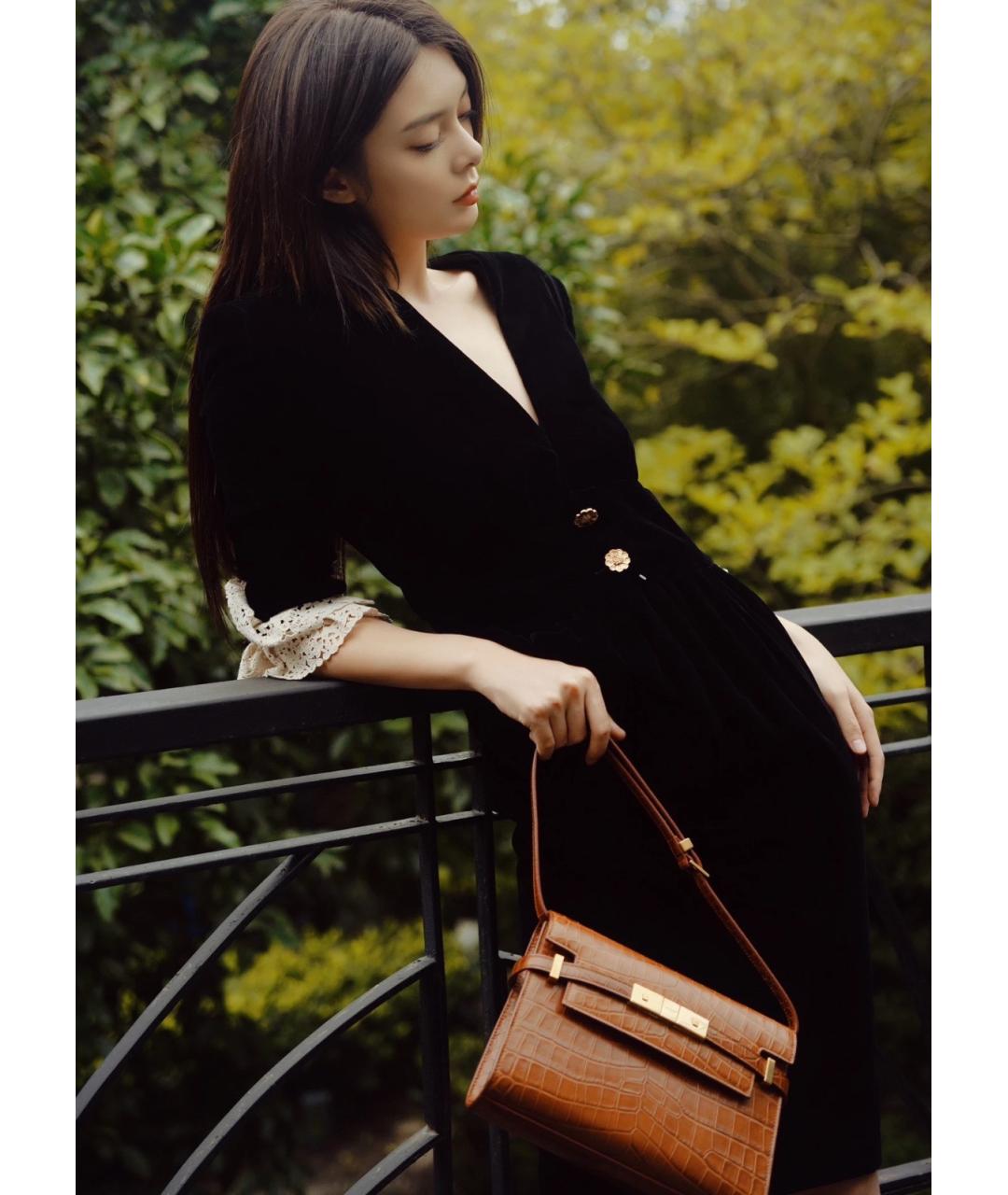 SAINT LAURENT Коричневая кожаная сумка через плечо, фото 8