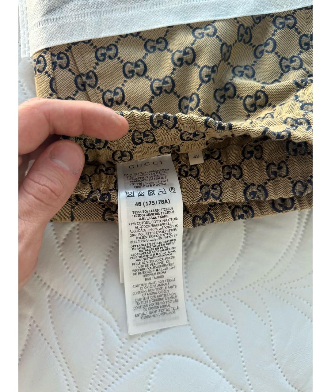 GUCCI Бежевые хлопковые классические брюки, фото 5