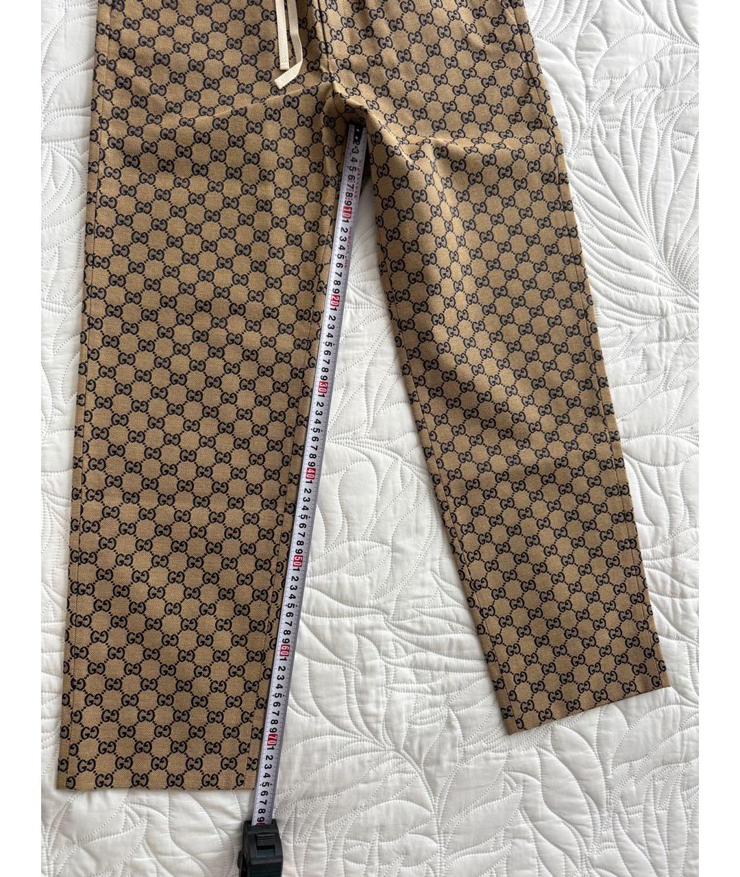 GUCCI Бежевые хлопковые классические брюки, фото 7