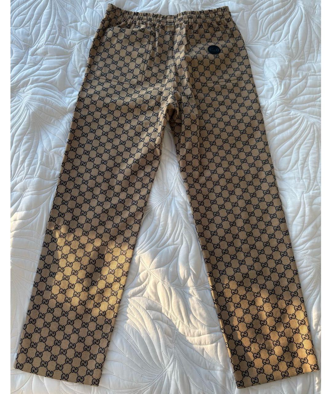 GUCCI Бежевые хлопковые классические брюки, фото 4