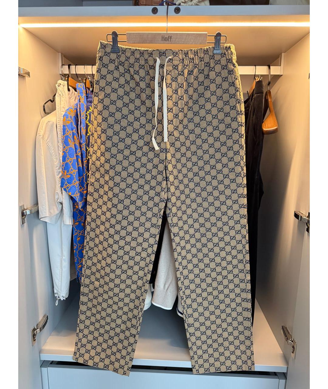 GUCCI Бежевые хлопковые классические брюки, фото 2