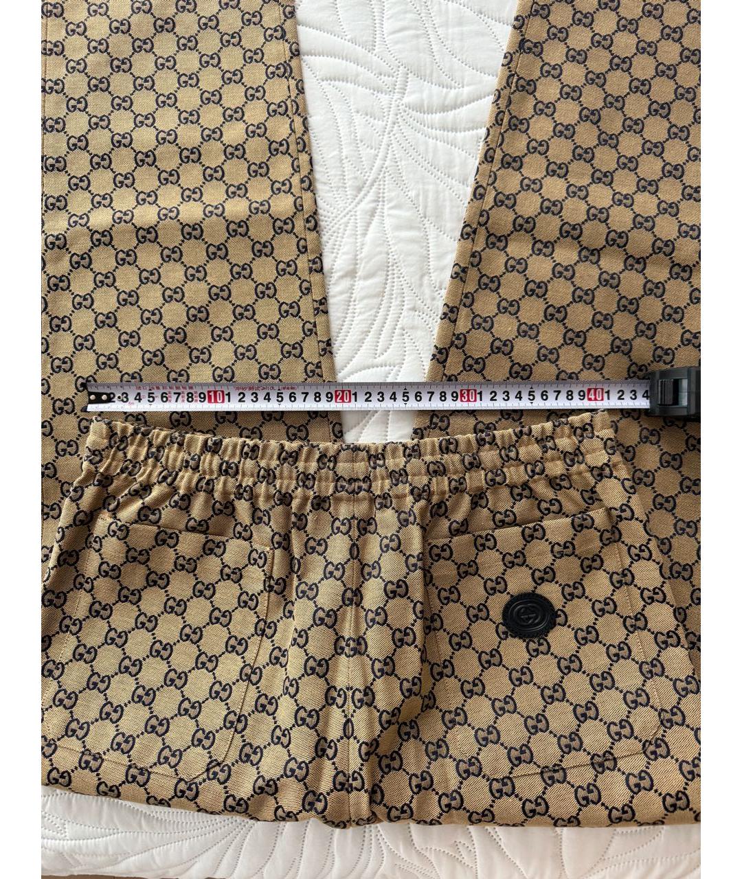 GUCCI Бежевые хлопковые классические брюки, фото 8