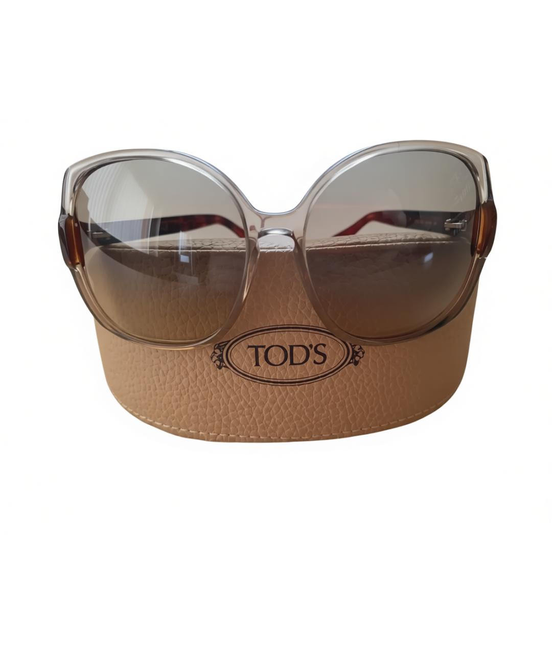 TOD'S Бежевые пластиковые солнцезащитные очки, фото 4