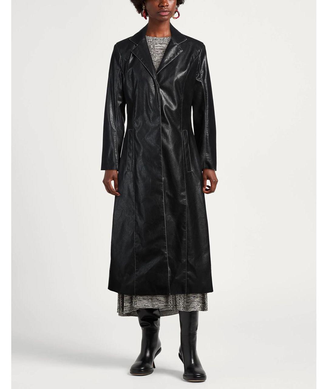 DIESEL Черный полиуретановый тренч/плащ, фото 3