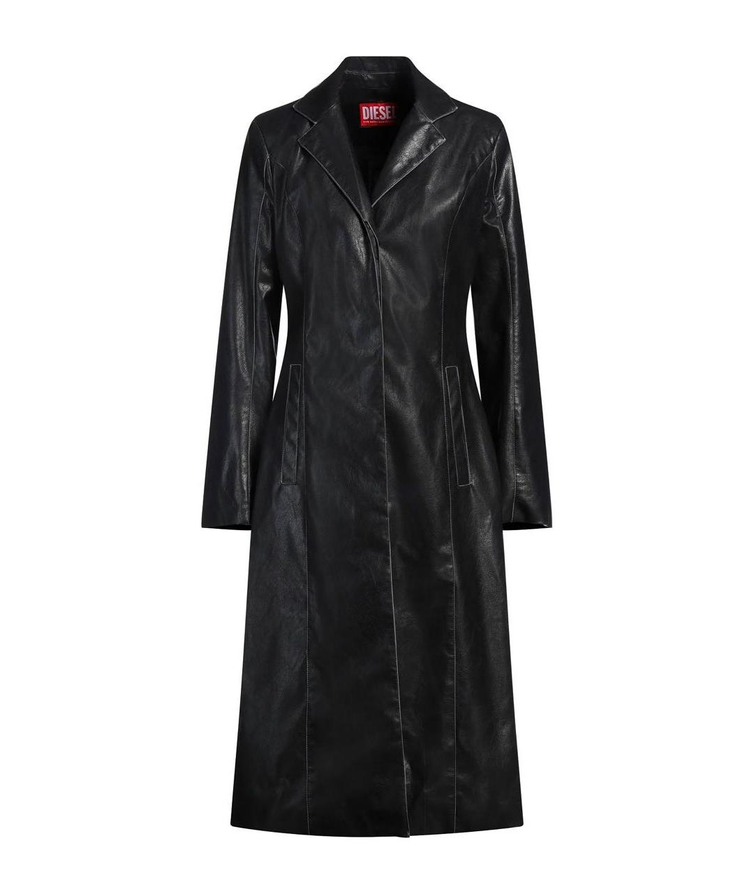 DIESEL Черный полиуретановый тренч/плащ, фото 1