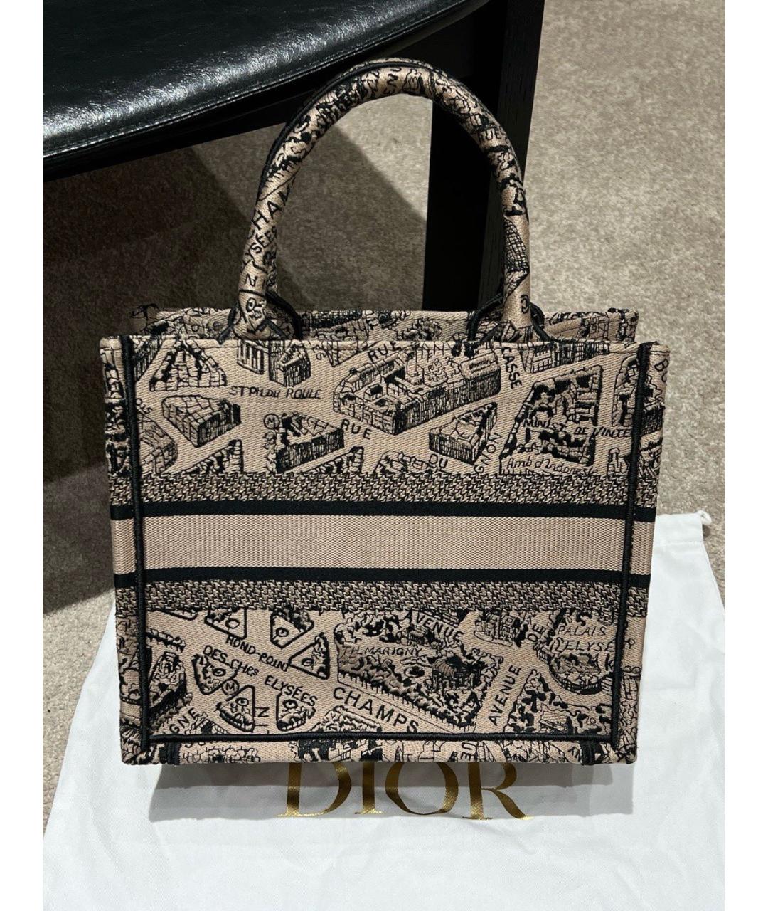 CHRISTIAN DIOR Бежевая жаккардовая сумка тоут, фото 2