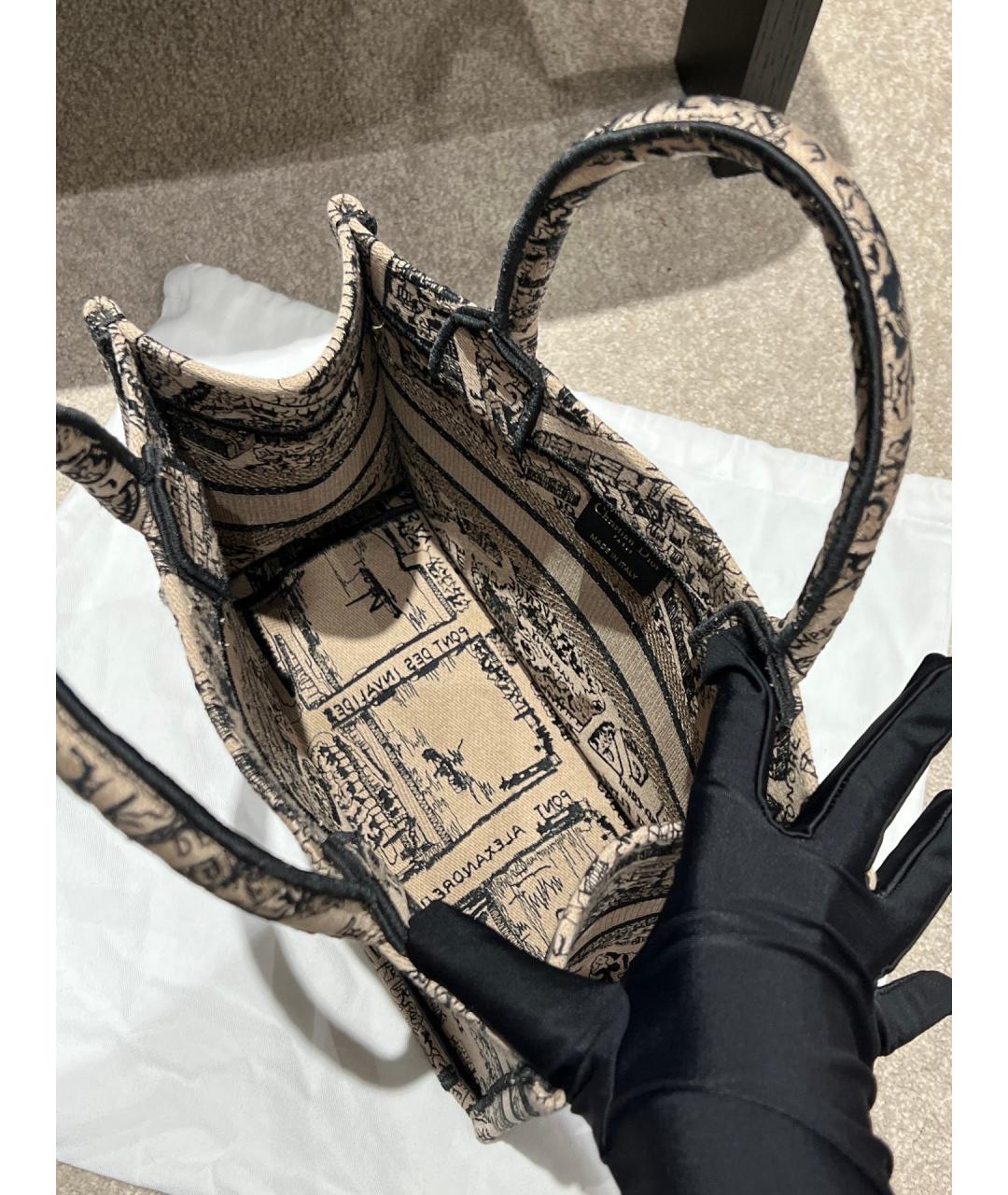 CHRISTIAN DIOR Бежевая жаккардовая сумка тоут, фото 7