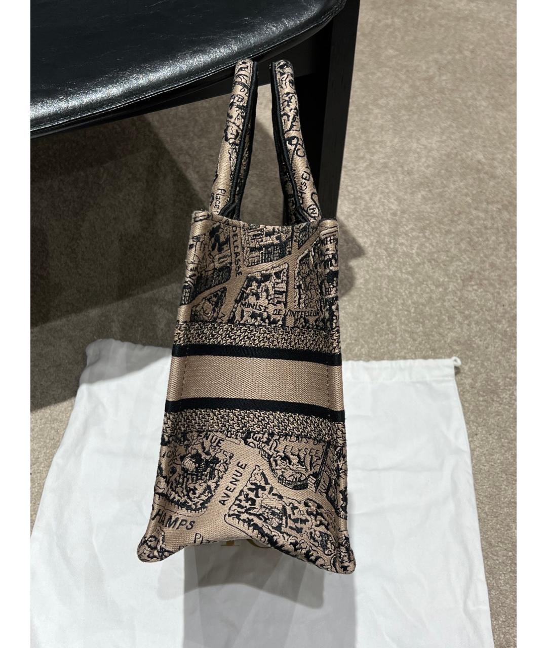 CHRISTIAN DIOR Бежевая жаккардовая сумка тоут, фото 4