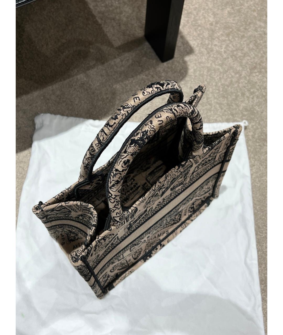 CHRISTIAN DIOR Бежевая жаккардовая сумка тоут, фото 6