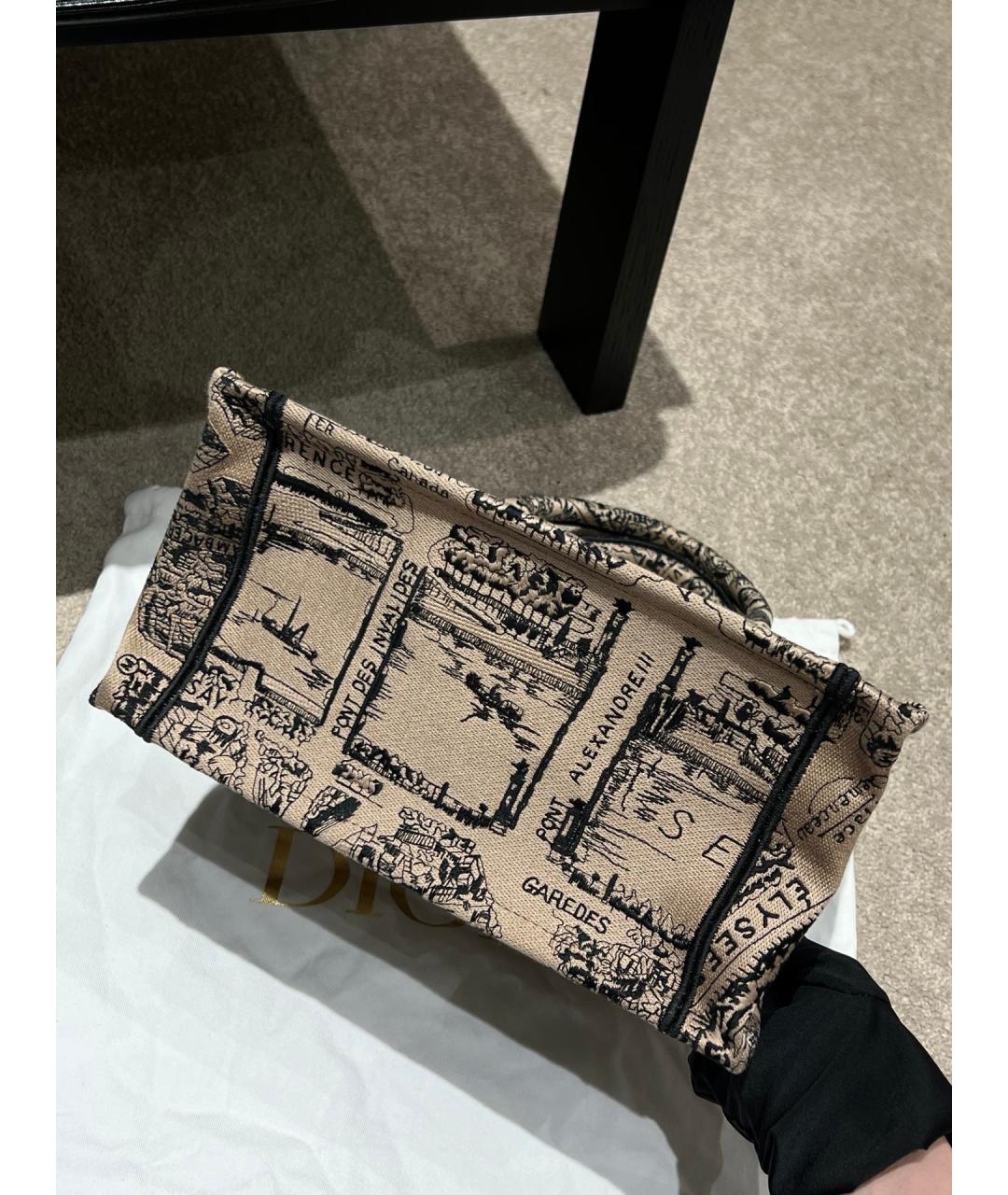 CHRISTIAN DIOR Бежевая жаккардовая сумка тоут, фото 5