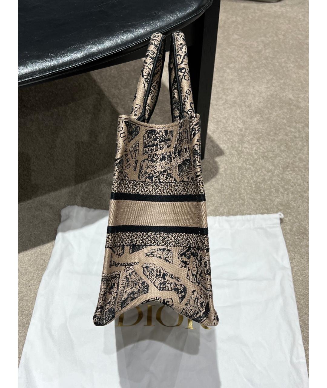 CHRISTIAN DIOR Бежевая жаккардовая сумка тоут, фото 3