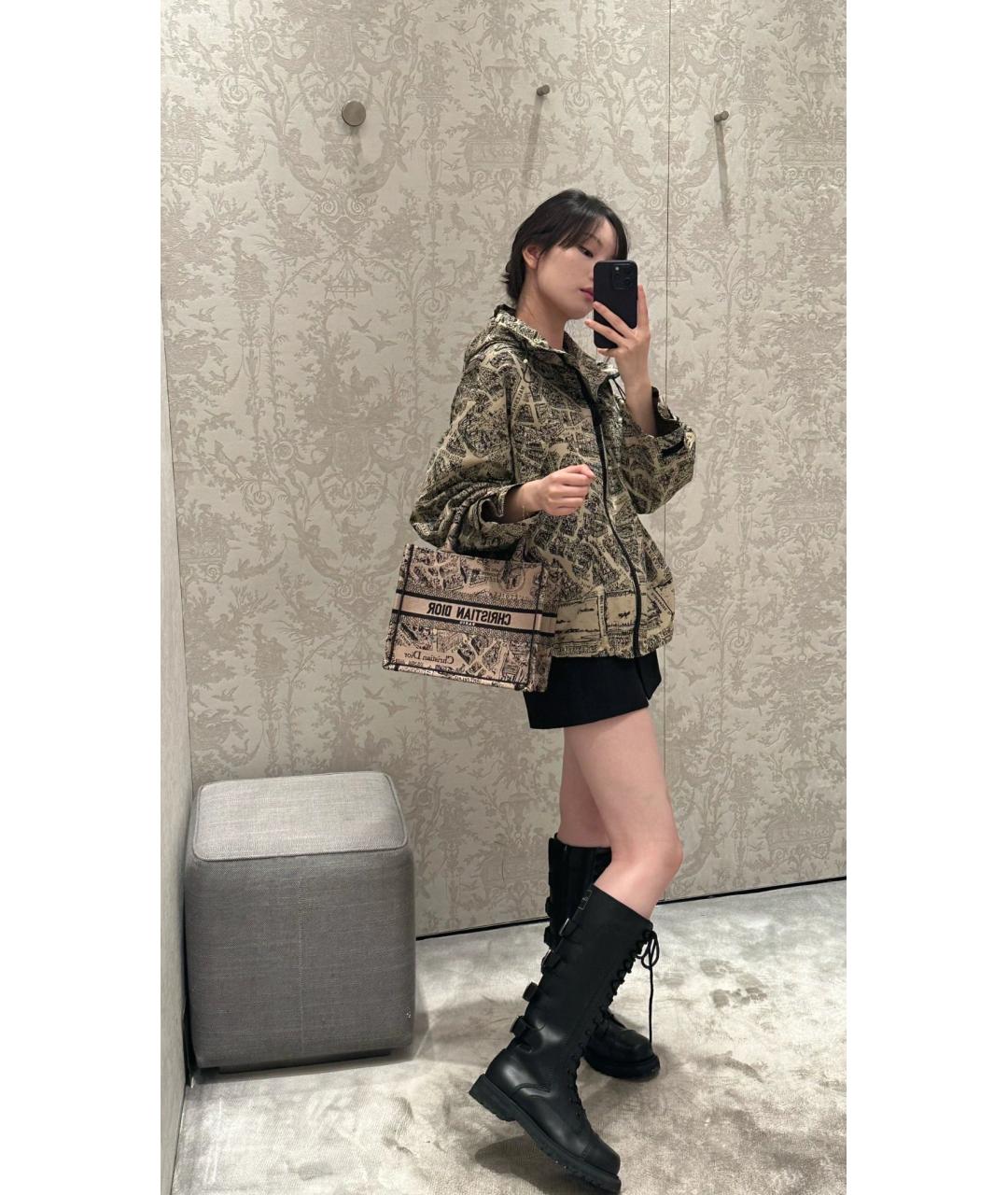 CHRISTIAN DIOR Бежевая жаккардовая сумка тоут, фото 8