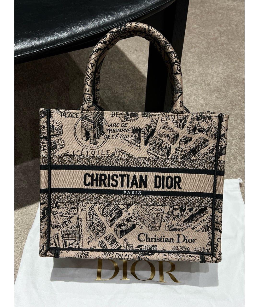 CHRISTIAN DIOR Бежевая жаккардовая сумка тоут, фото 9