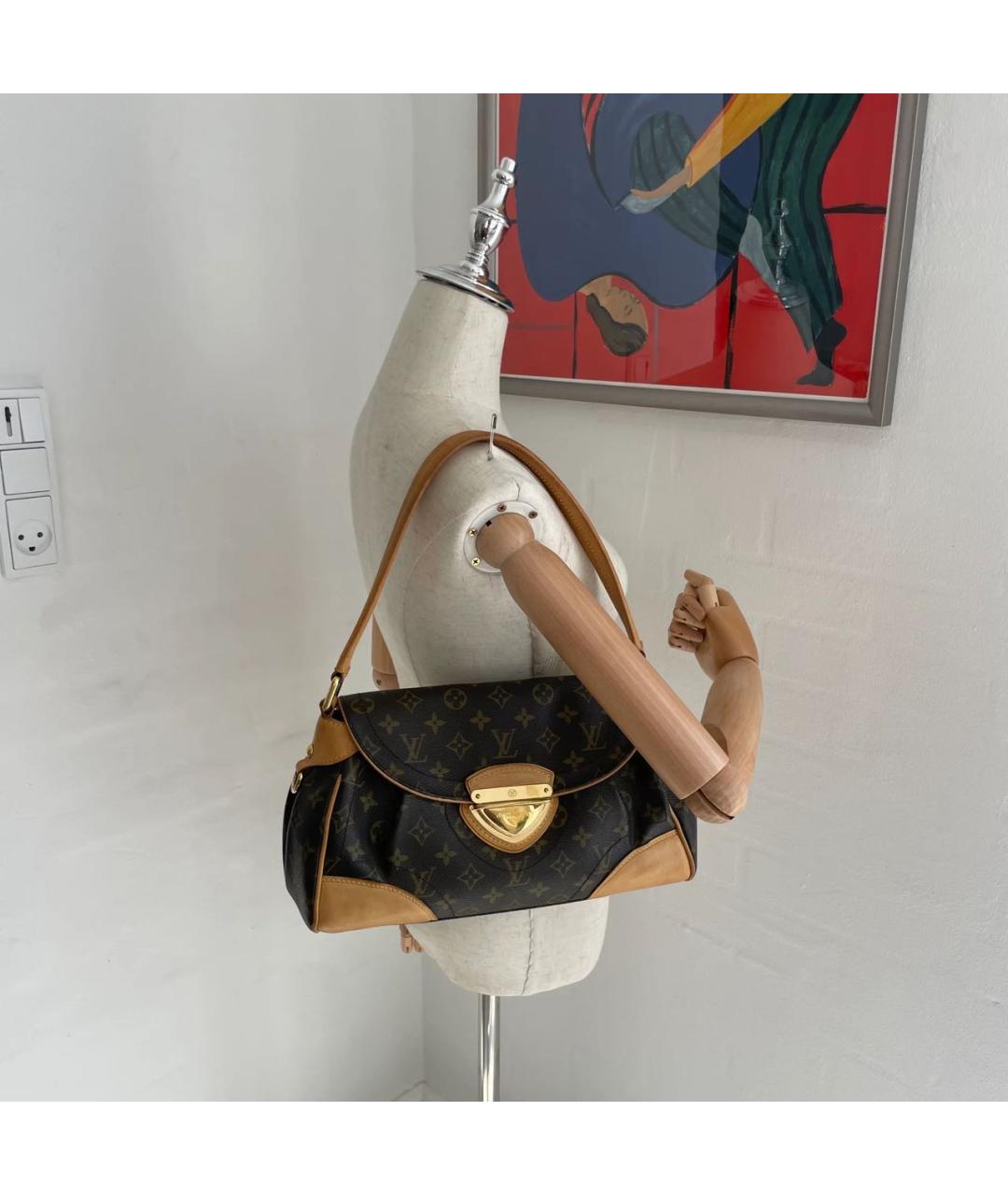 LOUIS VUITTON Коричневая кожаная сумка через плечо, фото 8